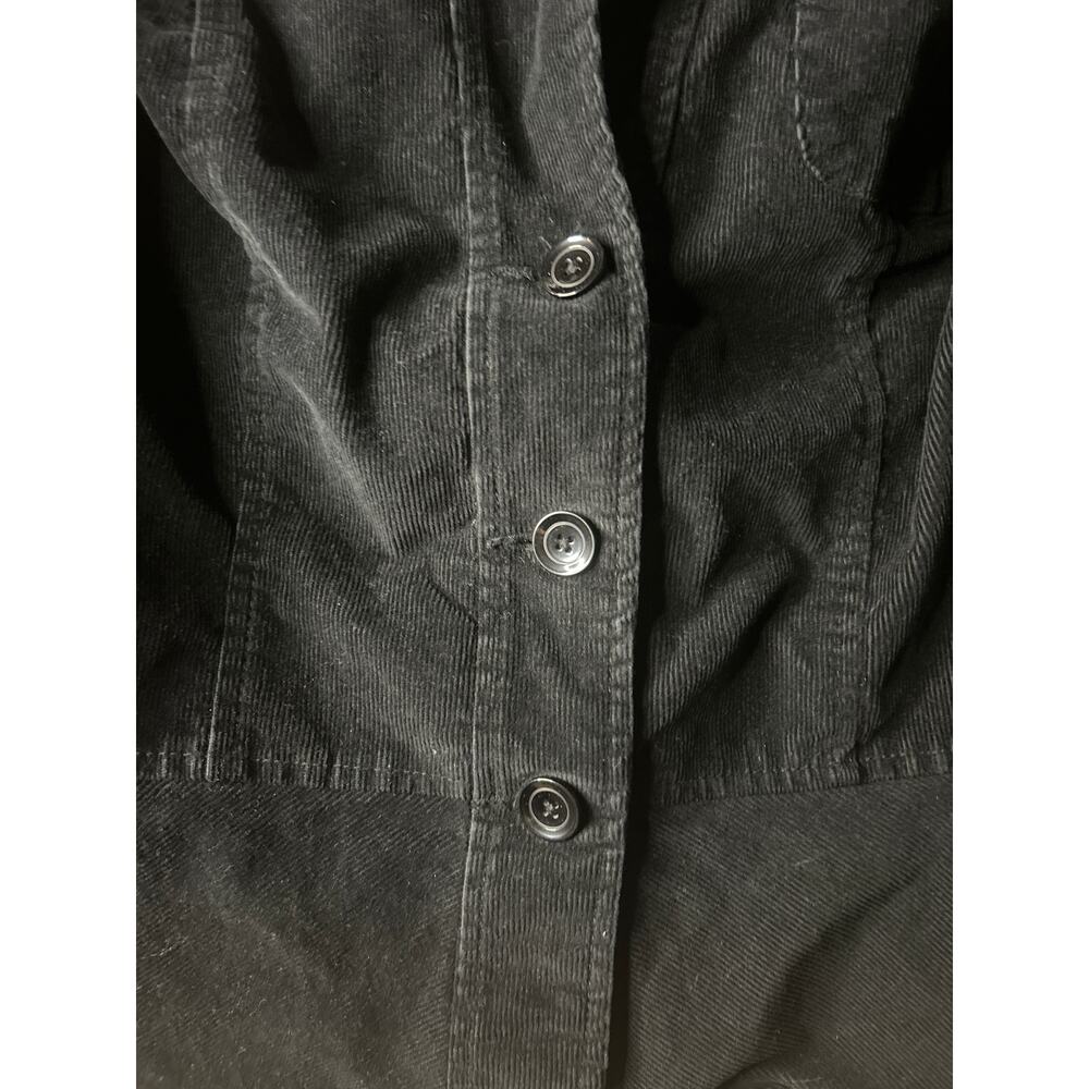 St Johns Bay Black Corduroy Stretch Fitted Blazer Gingham Trim XL Women's - Picture 2 of 9